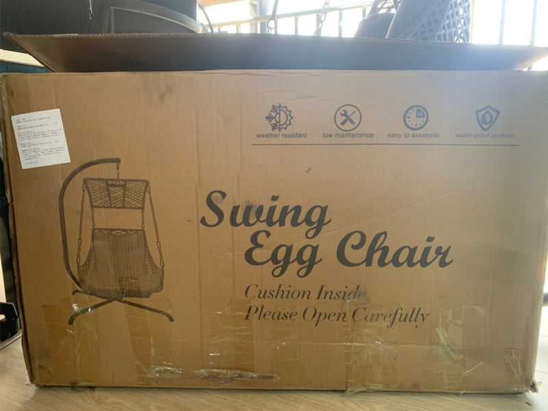 Indoor And Outdoor Swing Egg Chair With Stand, Cushion