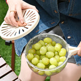 Fruit Drain Basket With Lid Vegetable Washing Bowl Foldable Handle