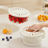 Fruit Drain Basket With Lid Vegetable Washing Bowl Foldable Handle