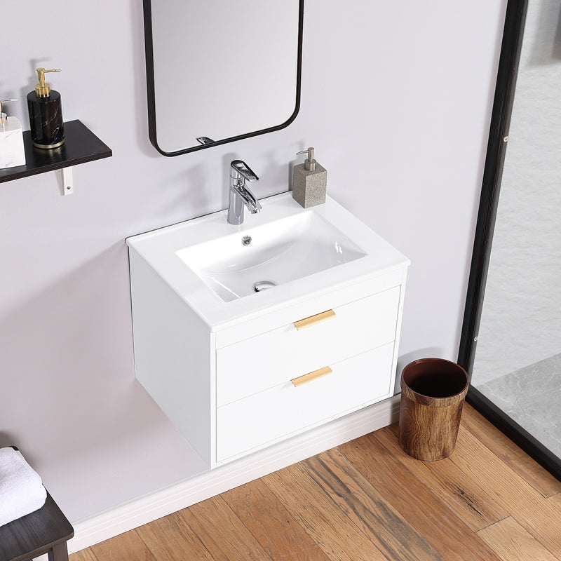 24  Floating Bathroom Vanity W  White Sink   Soft Close Doors